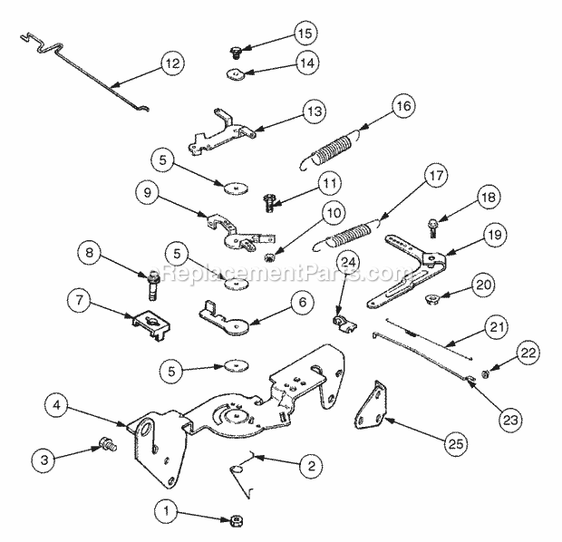 Engine Controls Diagram and Parts List for 2186 13A-288L100, 13B-288M100 Cub Cadet Lawn Tractor